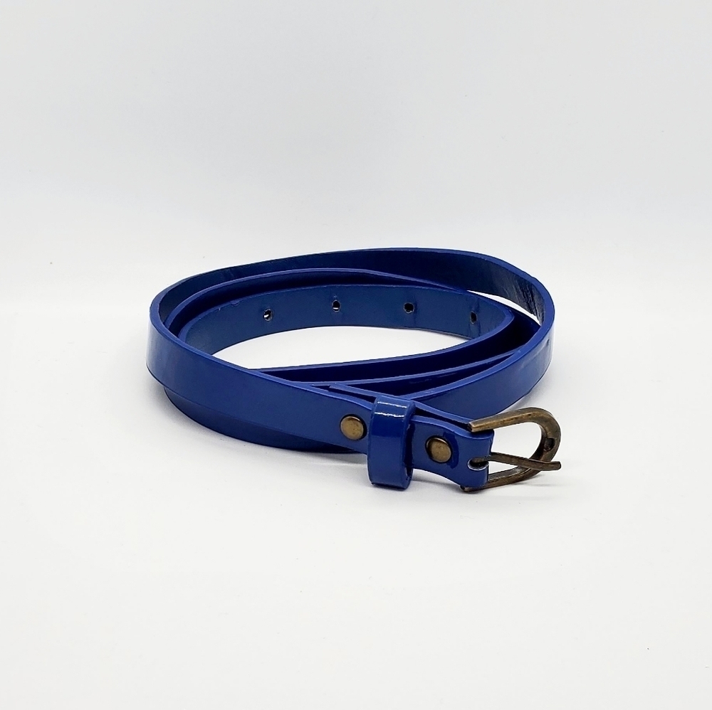 Women's Solid Blue Patent Leather Belt